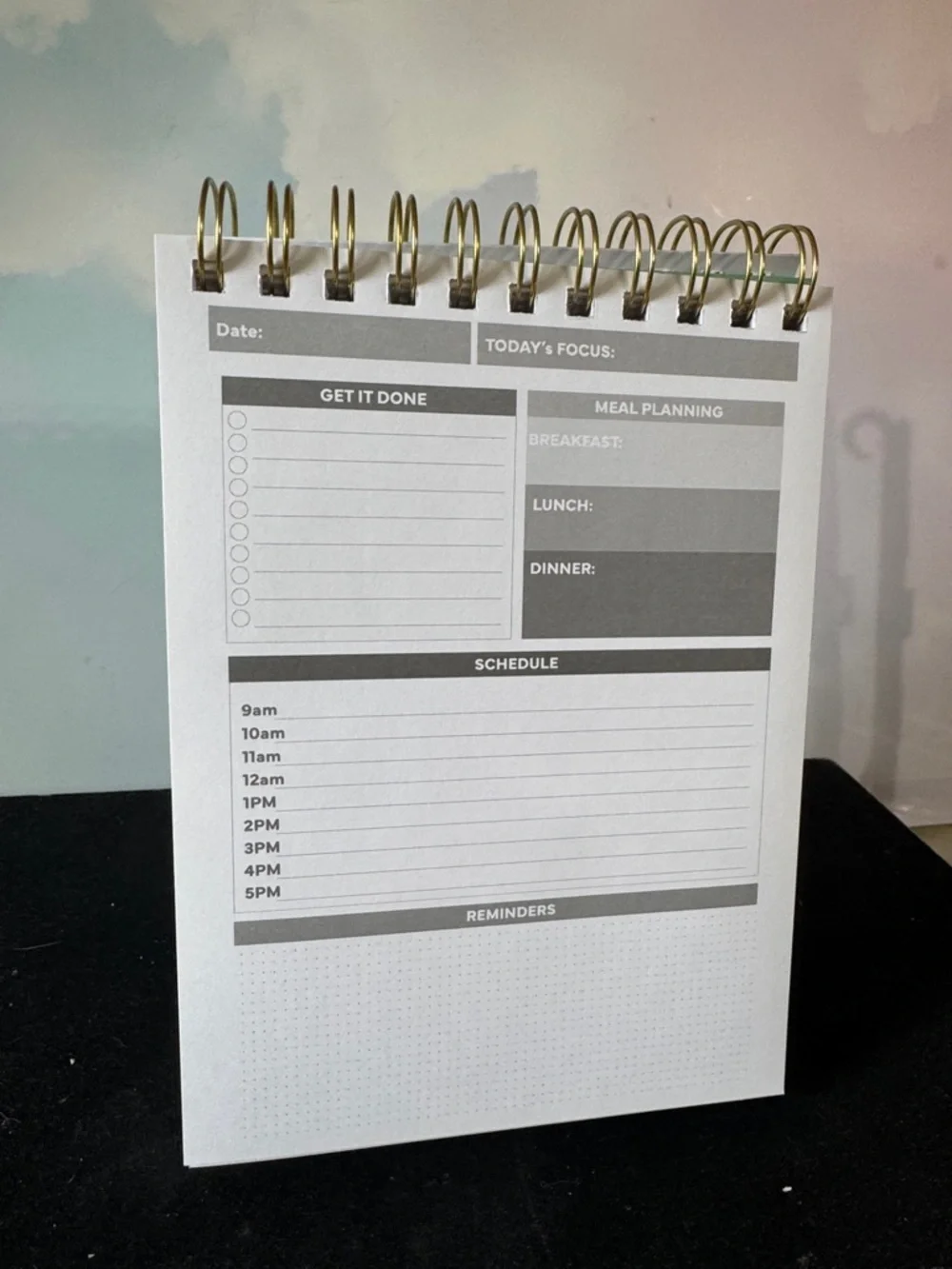 NEW-Daily Planner Spiral Notebook - Multicolor Striped Cover. Open start date